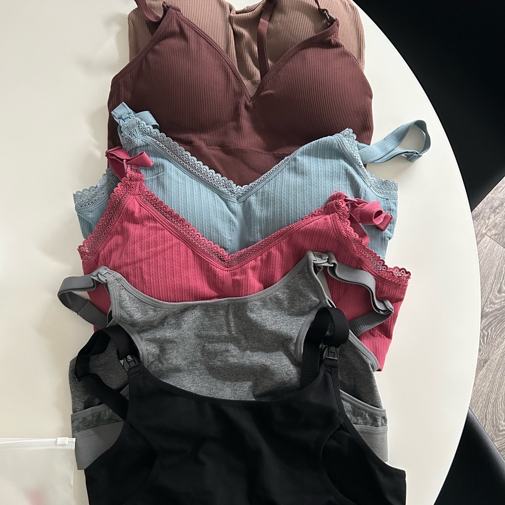 Set of Nursing and Pumping Bras in Multiple Colors